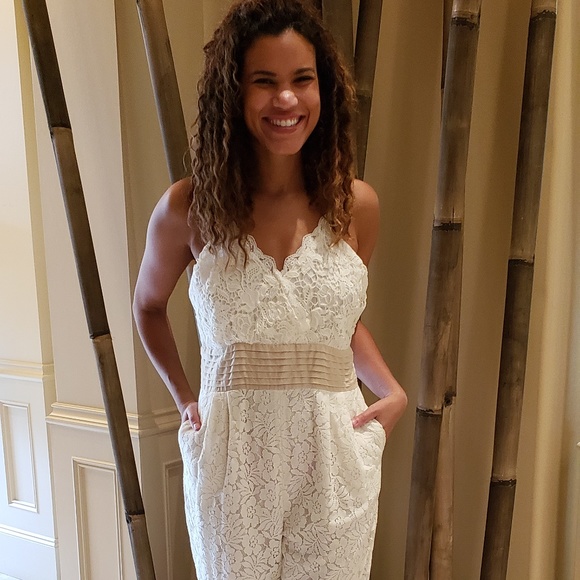 Champagne Other - 13.	Champagne & Strawberry White Lace Jumpsuit